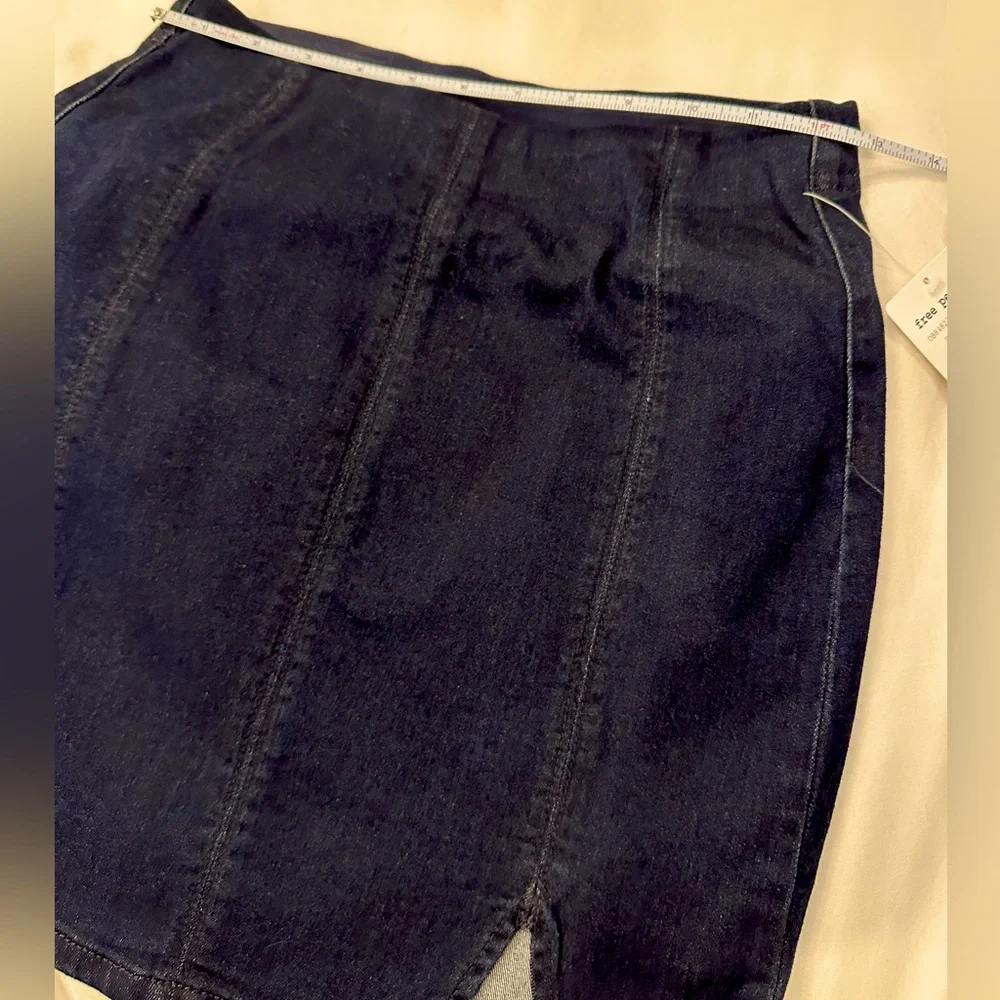 NWT ✨ Free People Femme Fatal dark indigo denim mini skirt - Picture 11 of 14